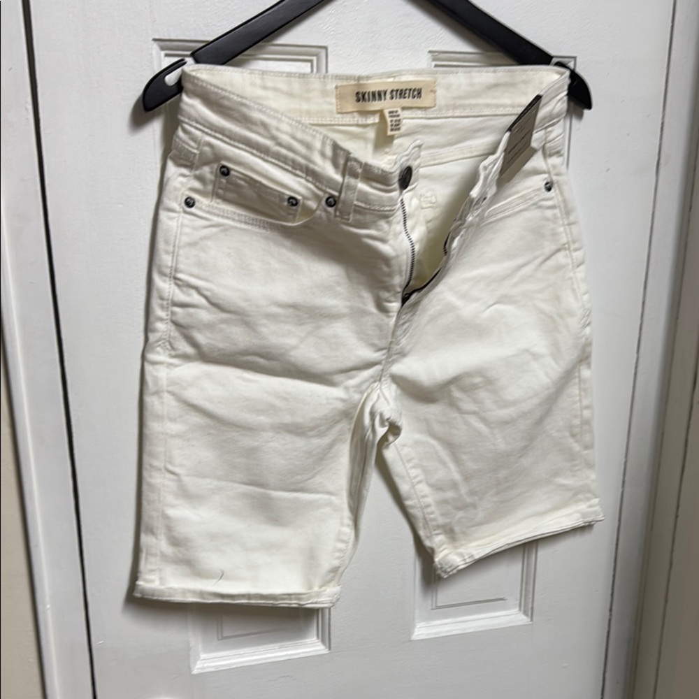 New Look White Jean Shorts Bermuda Length